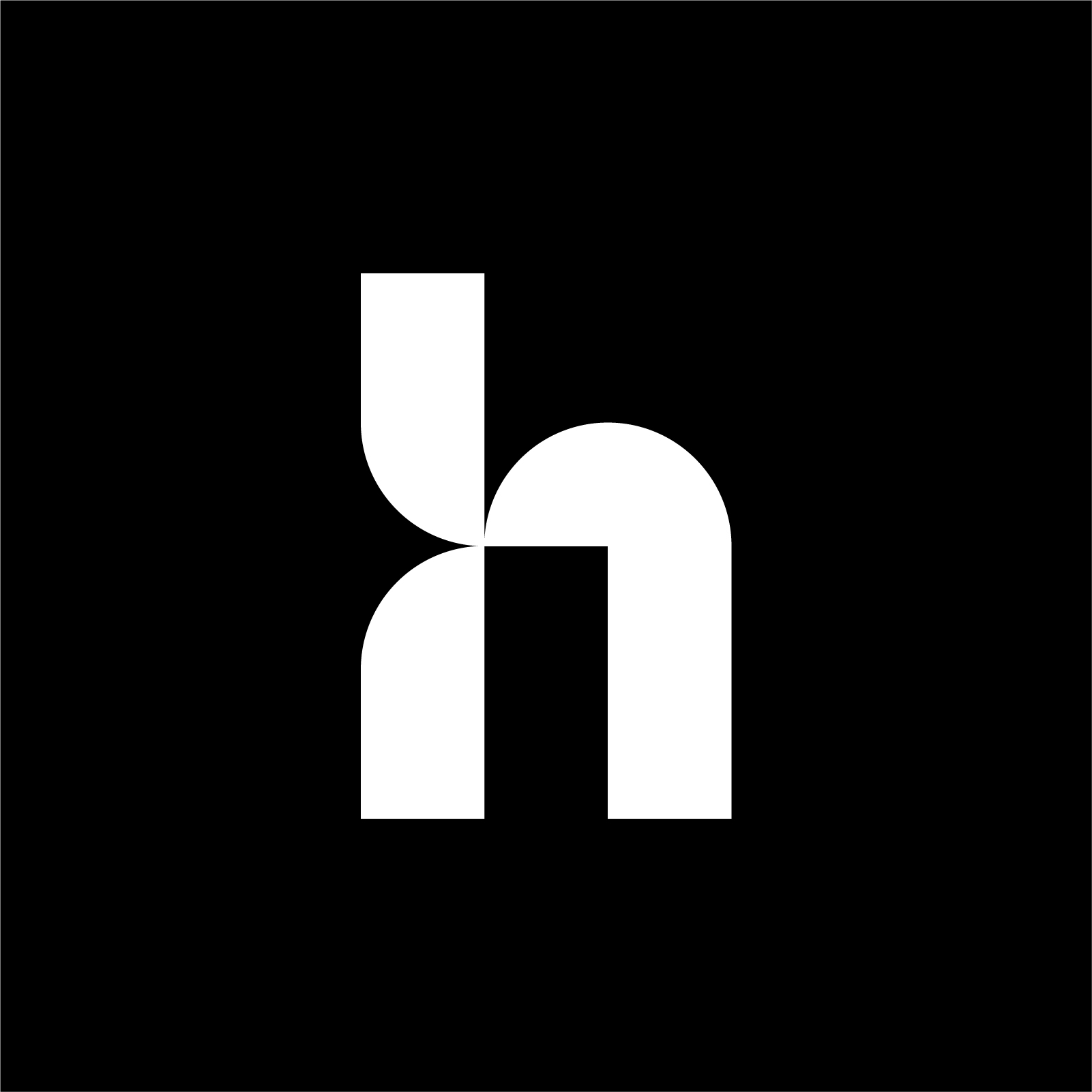 Hako Logomark - Minimalist geometric logo on black background